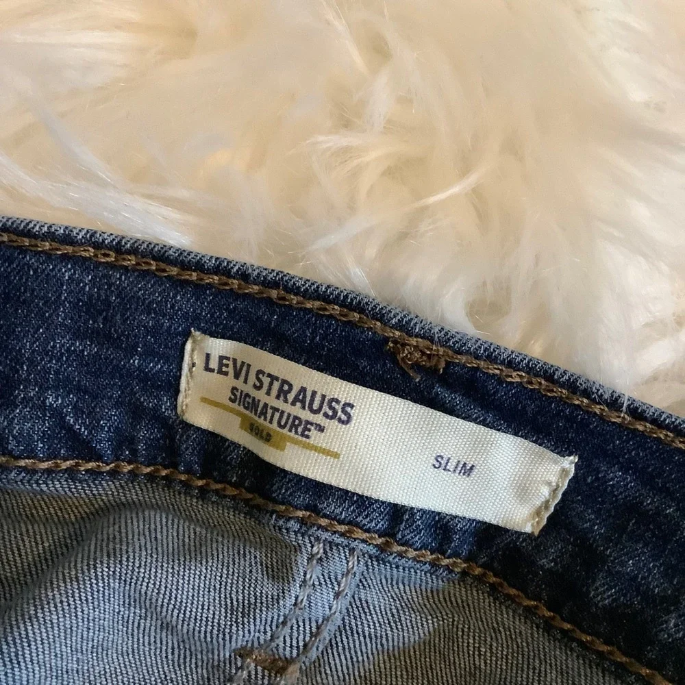 Levi Strauss Signature Gold‎ Slim Mens Jeans Dark Wash Blue Denim Stretch 40x30